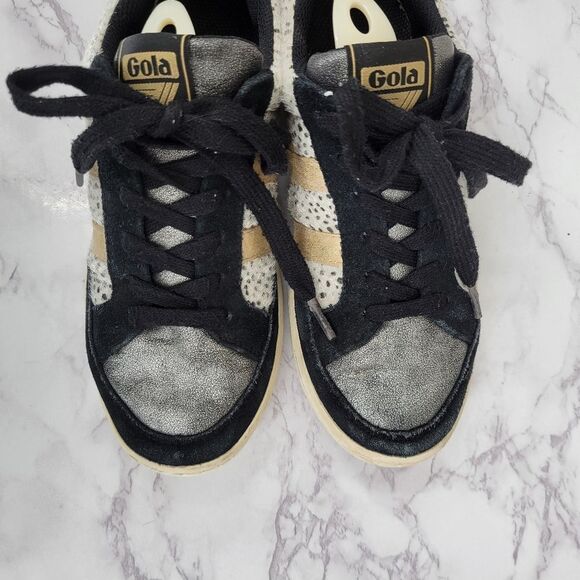 Gola Classics Women's Superslam Sneakers Black Gold Animal Print - Picture 2 of 15